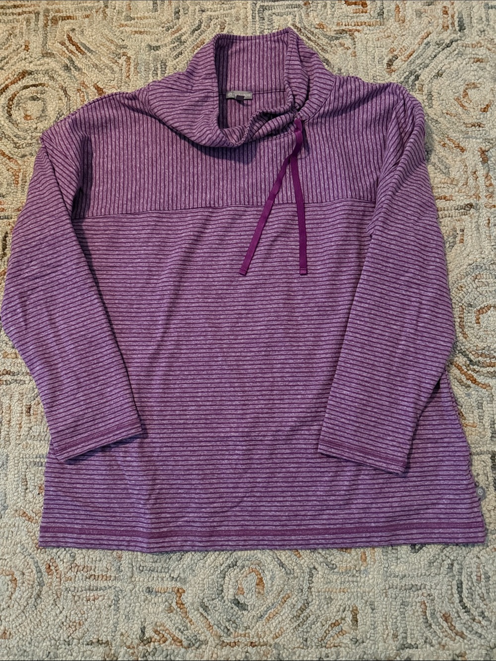 Talbots Purple Striped Cowl Neck Sweater